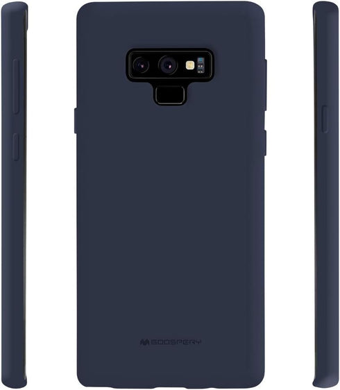 GOOSPERY Soft Feeling Jelly Case for Samsung Galaxy Note 9 (2018) - Silky Slim Bumper Cover, Midnight Blue