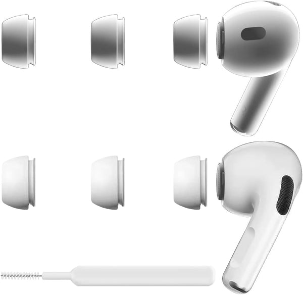3 Pairs Replacement Ear Tips: Compatible with AirPods Pro and Pro 2, Silicone Tips with Cleaner Brush and Portable