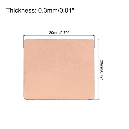 MECCANIXITY Heatsink Copper Sheet Shim, 0.3mm Thickness 20 x 20mm Pads with Thermal Conductive Adhesive Tape for Desktop Computer GPU CPU Cooling Patch 5 Set