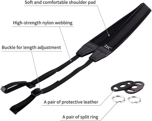 JJC Soft Neck Shoulder Strap for Sony ZV-E10 A6000 A6100 A6300 A6400 A6500 A6600, Fuji X-T5 X-T30 X-T20 X-T4 X-T3 X100V