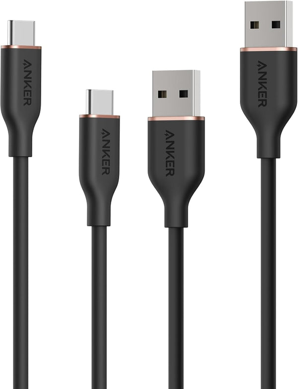 Anker Flow USB A to USB C Cable (3ft, 2-Pack), Car Carplay Type C Charger for iPhone 15, Samsung Galaxy S23/S22,