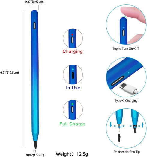 Stylus Pencil for iPad 10th & 9th Generation, Active Pen with Palm Rejection, Compatible with 2018-2023 iPad Models