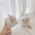 Yatchen Cute 3D Cartoon Fur Sheep Design Plush Case Compatible with AirPods 1&2, Funny Cover with Keychain