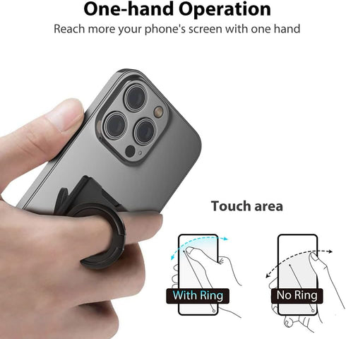 Phone Grip Ring Holder, Wireless Charging Friendly, Foldable & Adjustable Double Metal Stand for iPhone Samsung & Other