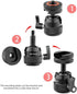 LOPURS 1/4" 360 5.5lb 360 Mini Ball Head, Tripod Head with hot Shoe, Rotatable Ball Heads Camera Mount Adapter, Max
