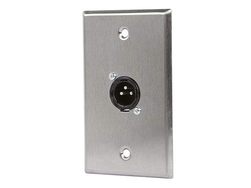 Monoprice 107397 XLR Male 3-Pin One-Port Zinc Alloy Wall Plate, Silver