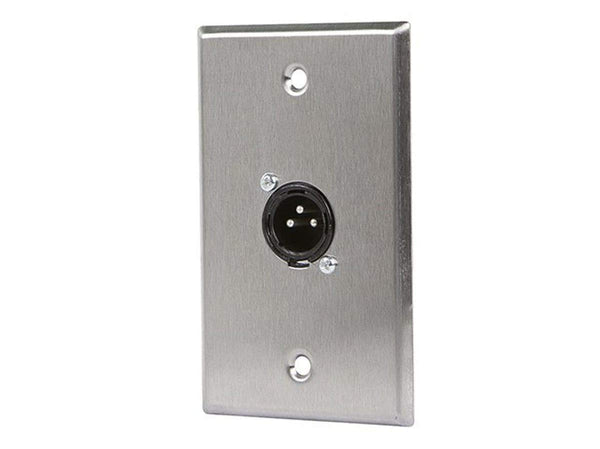 Monoprice 107397 XLR Male 3-Pin One-Port Zinc Alloy Wall Plate, Silver