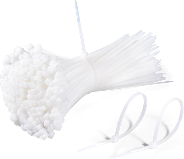 White Zip Ties 12 Inch Heavy Duty, 2000 Pack with 50 lbs Tensile Strength, UV Resistant Industrial Cable Ties for