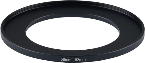 58mm lens to 82mm Camera Lens Adapter 58mm to 82mm Step Up Ring Adapter Ring for all brands of UV ND CPL, with premium lens wiping cloth 2 pack (58mm-82mm)