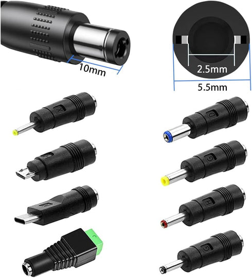 5V 2A Power Adapter 5Volt AC/DC 100-240V Converter with 8 Tips for Baby Monitor, Camera, TV Box, Speaker, US Plug