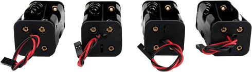 Stemedu 4-Set (4x1.5V/6V, 2-Layer) 9V Pack 4 AA Battery Holders & Cases & Connector Kit - I Type Hard Plastic Shell