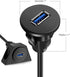 Small USB 3.0 Male to Female AUX Flush Panel Mount Extension Cable for Car, Truck, Boat, Motorcycle (3ft)