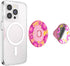 PopSockets Pink Relief Round Phone Grip Compatible with MagSafe, Adapter Ring Included, Wireless Charging Holder