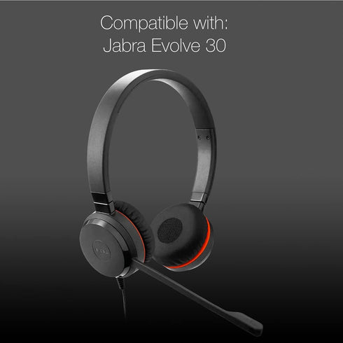 Global Teck Cushions for Jabra Evolve 20, 30, 40, 65 Headsets, Leather Replacement Kit #GTW 6600-02
