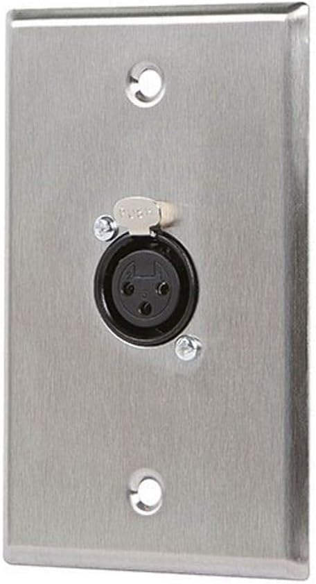 Monoprice 107396 XLR Female 3-Pin One-Port Zinc Alloy Wall Plate, Silver
