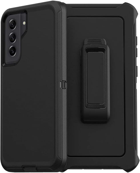 DEFENDER Case for Samsung Galaxy S21 FE 5G - Black, with Holster Belt Clip Defense