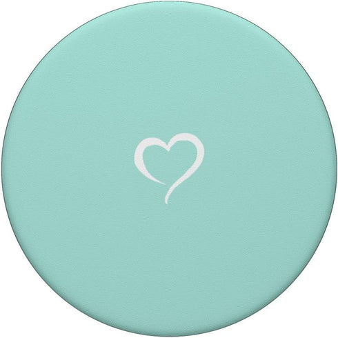 Aqua Teal Blue Hand Drawn Heart Minimalist Love PopSockets Standard PopGrip