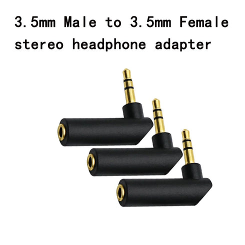 3.5mm Angle Male to Female Audio Adapter, 90 Degree Right Angle Gold-Plated TRS Stereo Jack Plug for Headset, Tablets