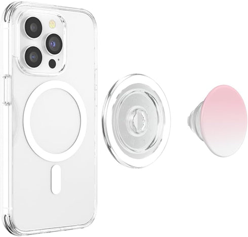 PopSockets PopGrip for MagSafe, Pale Pink Aesthetic Ombre Pink Design