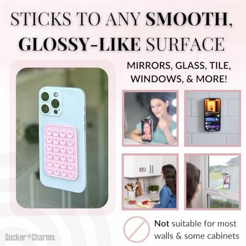 Removable and Reusable Suction Cup Phone Mount, Patent Pending (Pink-a-Licious)