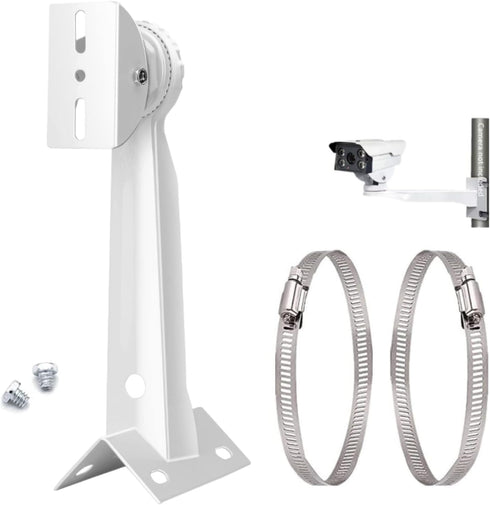Universal Wall Corner Mounting Bracket Holder Stand for Security Camera, Pole Mount with 2 Loops for Dahua Bullet and