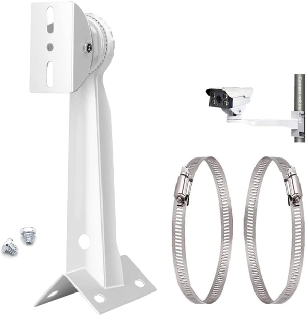Universal Wall Corner Mounting Bracket Holder Stand for Security Camera, Pole Mount with 2 Loops for Dahua Bullet and