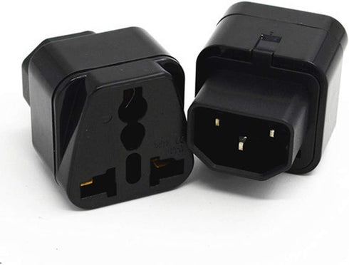 ANRANK IC141320AK UPS Power Adapter, IEC C14 to Universal Female EU US UK AU C13 Socket, 2 Pack