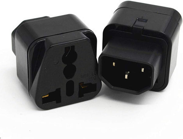 ANRANK IC141320AK UPS Power Adapter, IEC C14 to Universal Female EU US UK AU C13 Socket, 2 Pack