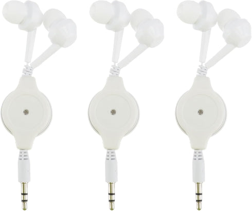 Hemobllo Retractable Earphones - 3 Pcs Wired in Ear Headphones 3.5mm Jack Stereo Wired Earbuds Retractable Wired Earphones for Phones Laptops