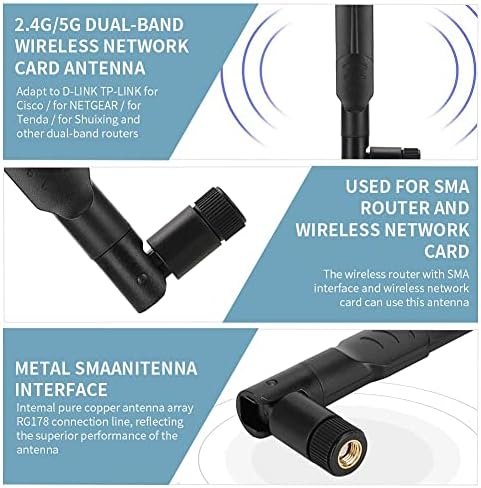 ASHATA 8dBi Dual Band Antenna - 2.4GHz 5GHz Omnidirectional for Router RTAC68U EX6200 AC15 AC68U AC88U Network Card