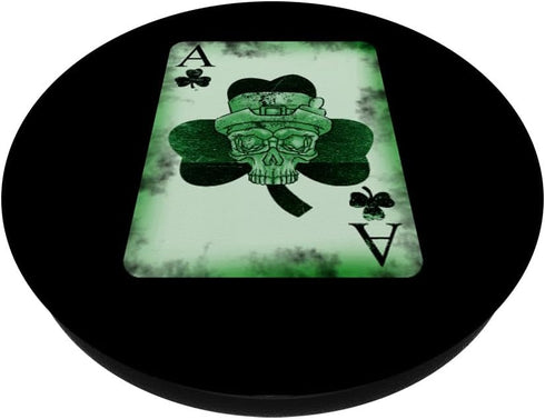 Skull Ace Card Irish luck St. Patrick's Day Graphic Humor PopSockets Standard PopGrip