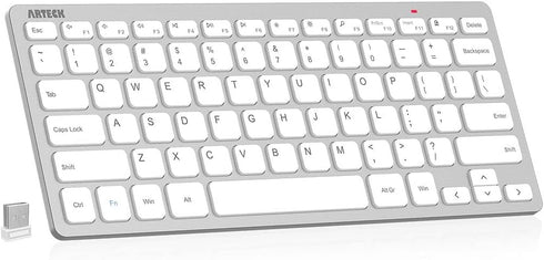 Arteck 2.4G Wireless Keyboard, Ultra Slim Compact with Media Hotkeys for Desktop PC, Laptop, Smart TV