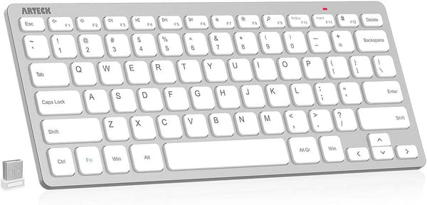 Arteck 2.4G Wireless Keyboard, Ultra Slim Compact with Media Hotkeys for Desktop PC, Laptop, Smart TV