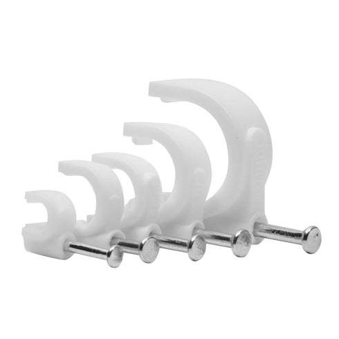 Juvale 500-Pack Round Cable Wire Clips for Wall Mounting, Extension Cord Holders, and Cable Management Staples in 5