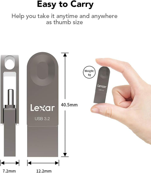 Lexar E32C 64GB 3.2 1 100MB/s 3.0/2.0, Type-C USB Flash Drive, USB-A&USB-C Gen Dual Drive OTG Read, Thumb Drive Swivel