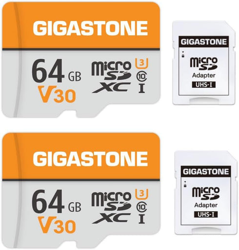 Gigastone 64GB Micro SD Card 2-Pack, V30 4K Video Recording, Surveillance, Security Camera,