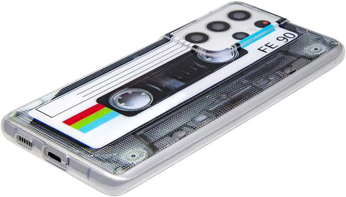 FAteam Case for Galaxy S21 Ultra 5G, Shockproof Scratchproof TPU Soft Bumper Retro Cassette Tape Case