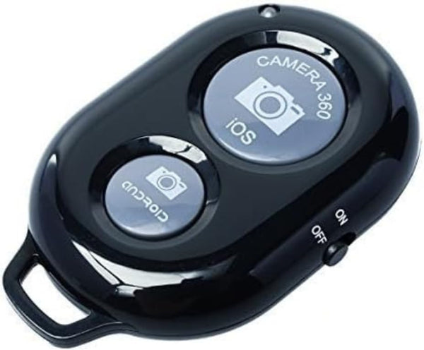 Wireless Remote Control Shutter Buttons for iPhone and Android Smartphones - Black, Round with Microfiber Cloth