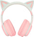 KUIDAMOS Cat Ear Headphones with Detachable Microphone, 7 Colors LED Lights, Foldable Over Ear Headphones, BT and Wired