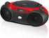 GPX, Inc. Portable Top-Loading CD Boombox, Red/Black, with AM/FM Radio and 3.5mm Line In