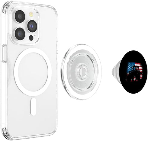 Tractor USA Flag PopSockets MagSafe PopGrip for iPhone - Patriotic Farmer Design