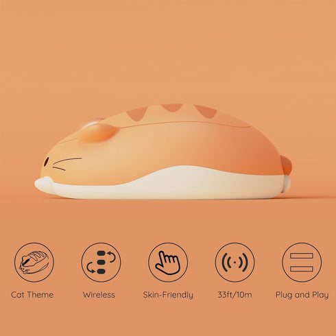 Akko Cat Theme Wireless Gaming Mouse, 2.4G GHz with USB Receiver, Cute Optical Cordless Mouse for