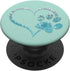 Light Blue Dog Paw Print Heart Love Green Mint PopSockets Standard PopGrip