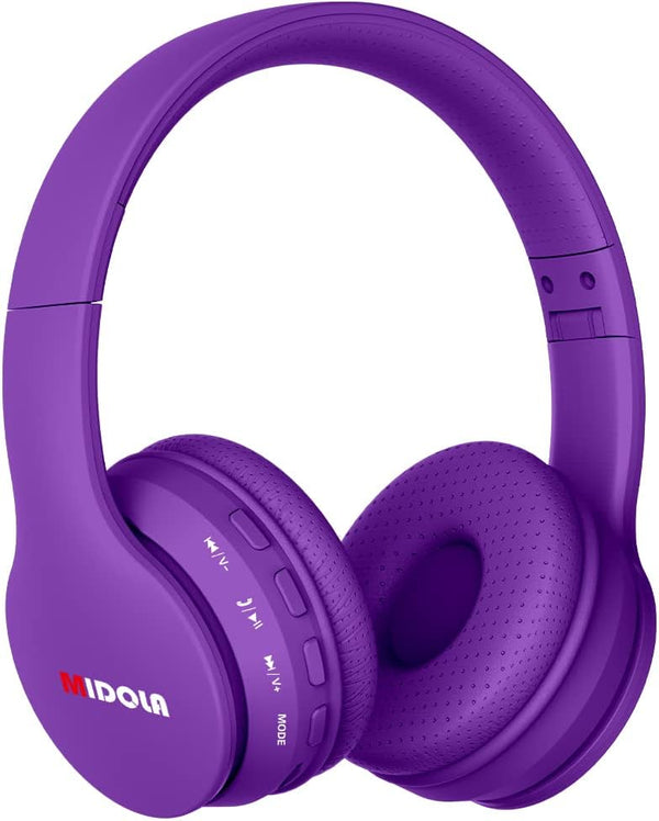 Kids Bluetooth Headphones 5.3 Wireless, 60H Play Time, Volume Limit 85/110dB, Over Ear, Foldable, Purple
