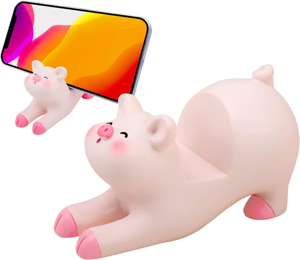 Pig Phone Stand, Cute Office Desk Accessories Cellphone Holder, Lovely Gift (Shape A)