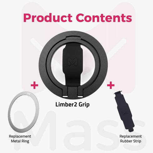 Mass 2.0 Limber Grip Magnetic Phone Stand, Vertical & Horizontal Holder, Ergonomic Comfortable Grip, Slim Titanium