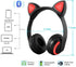 Wireless Cat Ear Headphones, Bluetooth Headset with Mic, 7 Colors LED Light Flashing, Glowing On-Ear Stereo Headset