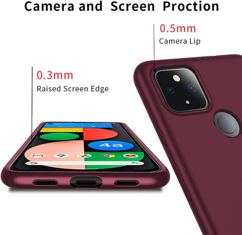X-level Google Pixel 4a 5G Case, Thin Ultra Slim Fit Mobile Phone Case, Soft Flexible TPU, Light Coating Grip - Wine Red