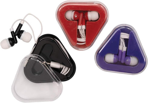 GEDDES Raymond Earphones with Colored Earbud & in-Ear Headphones in Triangular Case (Pack of 12)