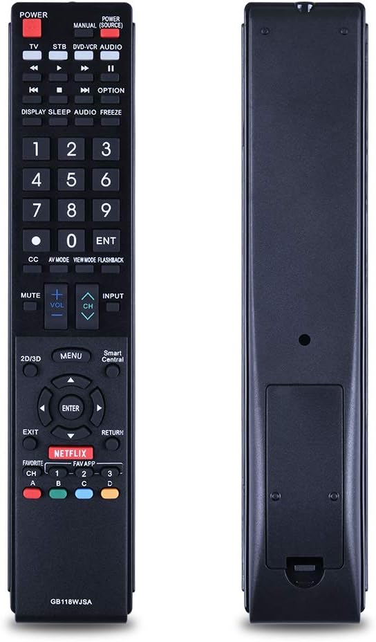 GB118WJSA Replacement TV Remote Control for Sharp Television Fit for Sharp AQUOS TV Models GB004WJSA GB005WJSA